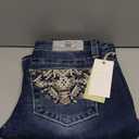 Miss Me Women's Aztec Stitch Mid-Rise Bootcut Jeans (28W x 34L, Dark Blue)