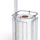 Meangood Toilet Paper Holder Stand, Square Tissue Paper Roll Dispenser for 4 Mega Rolls, Bathroom Free Standing Tissue Roll Storage Holder Rack (Silver)