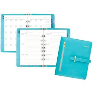 AT-A-GLANCE, Undated, 5-1/2" x 8-1/2", Desk Size, 7-Ring, Faux Leather Fashion, Teal (DR1118-040-42)