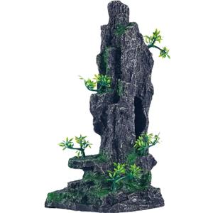 Large Fish Tank Decorations - Mountain View Aquarium Ornament with Tree House Cave