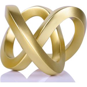 DOVDOV Gold Knot Decorative Sculpture, Gold Room Decor Aesthetics, Mobius Ring Statue for Shelves Living Room tv Cabinet Office Cabinet Above Coffee Table Decor Accents.
