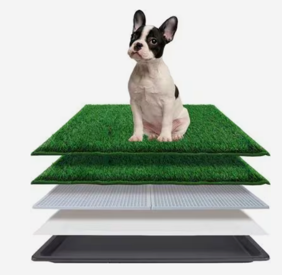HQ4US 4LEGS Odorless Artificial Grass Mats Dog & Cat Potty Training System with Tray, Large