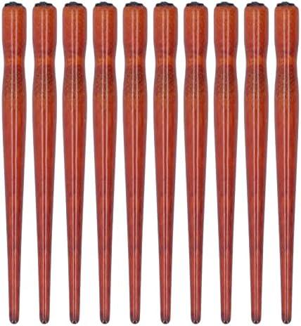 Pissente Nib Pen Holder Set, Pack of 10 Comfortable Grip Smoother Comic Dip Wooden Pen Nib Holder for Beginners Professional Art Painting English Calligraphy and Comic Creation(Mahogany)