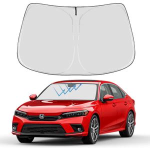 Proadsy 2025 Upgrade Windshield Sun Shade Custom Fit Honda Civic 2022-2024 2025 (Not for 2022 Sport) 4-Layer Foldable Front Sunshade Protector Sun Visor Blocks UV Rays Keep Car Cooler