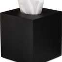 Essentra Home Matte Black Collection Square Tissue Box Cover