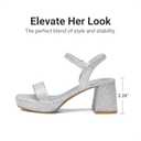 DREAM PAIRS Girls Sandals Open Toe Low Block Chunky Heels Sandals Party Dress Pumps Shoes for Little Big Kid, 4