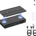 EJAY 5-in-1 Magnetic USB 3.0 Hub with SD/TF Card Reader, 5Gbps USB Data Hub for Desk, Magnetic Hub for PC Case, Powered USB 3.0 Hub Desk Mount for MacBook, PC, 3-Way Mounting, Black