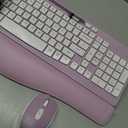 Wireless Keyboard and Mouse Combo, Full-Sized Ergonomic Wave Keys Keyboard with Memory Foam Wrist Rest & Phone Holder, 2.4G Quiet Keyboard Mouse Work Setup for PC Laptop, Office or Home (Purple)