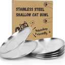 6-Pack Stainless Steel Cat Food Bowls  Shallow Whisker-Friendly Non-Slip Silicone Base,Easy to Clean Indoor Feeding Dishes(6.7")