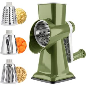 Rotary Cheese Grater,Cheese Shredder Hand Crank, Manual Cheese Grater for Veggies, 3-Blade Grater, Home Kitchen Appliances and Kitchen Gadgets