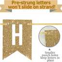Netnology Pre-Strung Gold Happy Birthday Banner Decorations,12 ft No DIY Gold Glitter Birthday Party Banner Sign Decor for Women Men Girl Boy Party Supplies