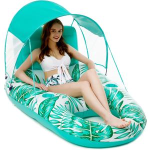Jasonwell Pool Floats with Canopy - Inflatable Pool Float Adult Lounger Floaties Raft Floating Chair for Swimming Pool Lake Water Lounge Float with Cup Holders Beach Pool Party Toys for Adults (X-Large, green)