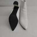 DREAM PAIRS Women's Chunky Heel Ankle Booties Pointed Toe Short Boots (10, White/Pu)