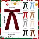 24 Pcs Red Velvet Ribbon Christmas Tree Bows Bow Tree Topper Door Garland Decor Vintage Wreath Bow Velvet Bows Ornaments for Christmas Trees Gifts Party Door Garland Wreath Decor (Burgundy)