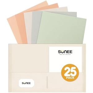 SUNEE Folders with Pockets (24Pack, Pastel Colors), 2 Pocket Folders Fit Letter Size Paper, Paper File Folder for School Office Home Business