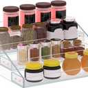 PMMASTO Widen Tiered Spice Rack, Seasoning Organizer, Clear Acrylic Vertical Shelves Can Organizer for Countertop, Cabinet, Pantry, Kitchen Organization and Storage - 4 Tier