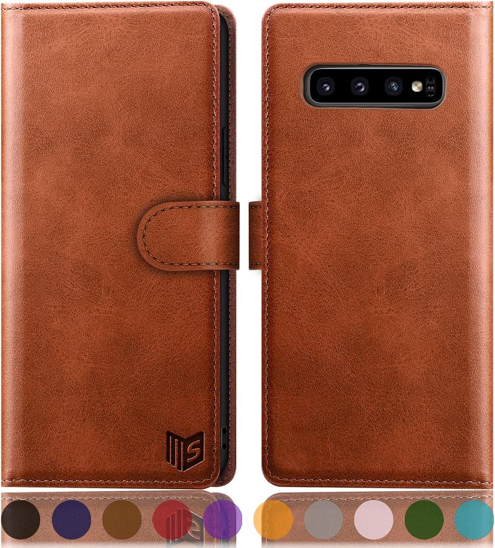 SUANPOT for Samsung Galaxy S10 6.1"(NON S10e,S10+) with RFID Blocking Leather Wallet case Credit Card Holder,Flip Folio Book Phone case Shockproof Cover Women Men for Samsung S10 case Wallet