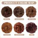 SARLA 2PCS Messy Hair Bun Hair Pieces Wavy Curly Synthetic Updo Fake Scrunchies Ponytail Extension for Women Light Auburn