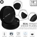 Wheat Straw Plates 10 inch - Alternate to Black Plastic Dinner Plate set of 8 - Microwave Safe Plates For Kitchen - Unbreakable Black Dishes For Kids & Adults - Camping Dishes - Reusable Dorm Dish