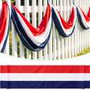 Moukeren 1 Pack 2x30 ft Large Patriotic Bunting Decorations 4th of July American Flag Hanging Banner Red White Blue Bunting Banner for Independence Day Memorial Day Outdoor Yard Porch Garden