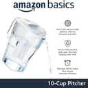 Amazon Basics 10-Cup Pitcher with Filter Compatible with Brita Water Filter Pitcher for Clean, Crisp Water, WQA and NSF Certified, Made in Europe