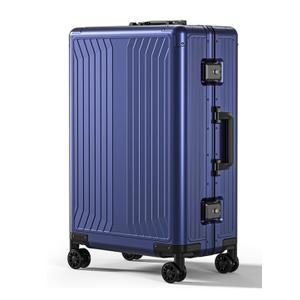 Premium Aluminum Carry On Luggage 20”, Metal Shell Zipperless Suitcase with Spinner & Removable Wheels, Airline-Approved Size 22"x14"x8.3", 9 lbs, Includes 2 Spare Wheels & TSA Lock (Blue)