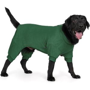 cyeollo Dog Pajamas XX-Large, Stretchable Fleece Pet Onesie Coat for Medium Large Sized Dogs Pjs Warm Puppy Jumpsuit Soft Cold Weather Dog Clothes Outfits, Green XXL  (chest Girth: 26"-32"))