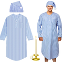 Toulite 4 Pcs Christmas Men's Pajama Set Nightshirt Sleeping Cap Candle Holder Candle Nightgown Gown Costume for Xmas Holiday(Medium)
