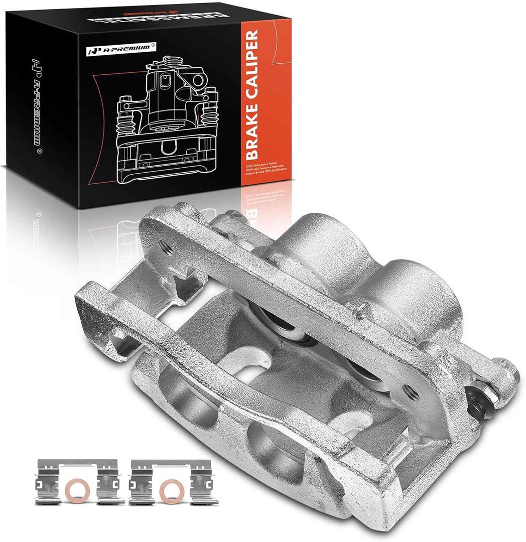 A-Premium Disc Brake Caliper Assembly Compatible with Cadillac, Chevy and GMC Models - Escalade, Silverado 1500, Avalanche, Suburban, Express, Sierra, Yukon XL and more - Front Driver