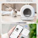 Self Cleaning Cat Litter Box, Ultra-Safe Protection Automatic Cat Litter Box, APP Control/Lower Entry/Large Capacity with 3 Rolls Liners & Mat