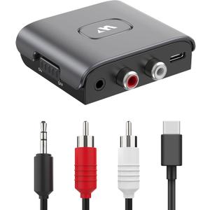 WARRKY Bluetooth Audio Receiver for Home Stereo RCA and 3.5mm Audio Jack, Bluetooth Audio Adapter for Speakers, Work for Sound System, Amplifier, Cars