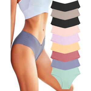 Womens Seamless Bikini Panties Soft Stretch Invisibles Briefs No Show Hipster Underwear cheeky 9 pack XS-L