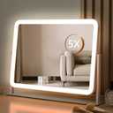 HIEEY Vanity Mirror with Lights, Lighted Makeup Mirror, Three Color Lighting Modes, and 5X Magnification Mirror, Smart Touch Control, 360Rotation (17.4" x 13.5" White,Gift Box)