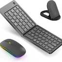 Wireless Bluetooth Keyboard & Mouse Combo, Foldable Mini Portable Typepad for iPad, iPhone, Tablet,Folding Rechargeable & Compatible with iOS, Windows, Android Devices, Laptops & Smartphones