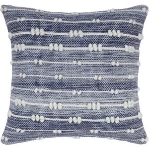 Blue and White Throw Pillow Cover 18x18 Inch - Handwoven, Textured, Eco-Friendly Decorative Cushion Cover for Couch, Sofa, and Bed