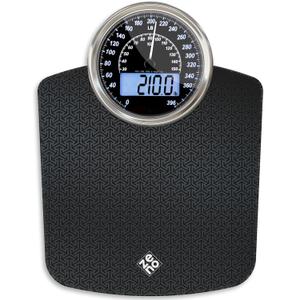 ZENO Hybrid 2-in-1 Analog & Digital Weighing Scale for Body Weight up to 400lbs - Thick Tempered Glass - Extra Large Display - Easy to Read Digital Bathroom Scale - New - Black Nova