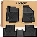 LASFIT Floor Mats for Jeep Cherokee 2015-2023 (Not Fit with Raised Dead Pedal) All Weather TPE Custom Fit Car Mats Floor Liners 1st & 2nd Row, Black