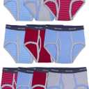 Fruit of the Loom Boys' Tag Free Cotton Briefs (Assorted Colors) (Small, Boys  10 Pack  Blue/Grey/Red)