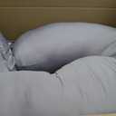 Momcozy Cooling Pregnancy Pillow,Original F Shaped Maternity Pillow for Pregnant Women with Adjustable Wedge Pillow, Full Body Support Pregnancy Pillows for Side Sleeping with Velvet Cover, Light Grey, 53inch
