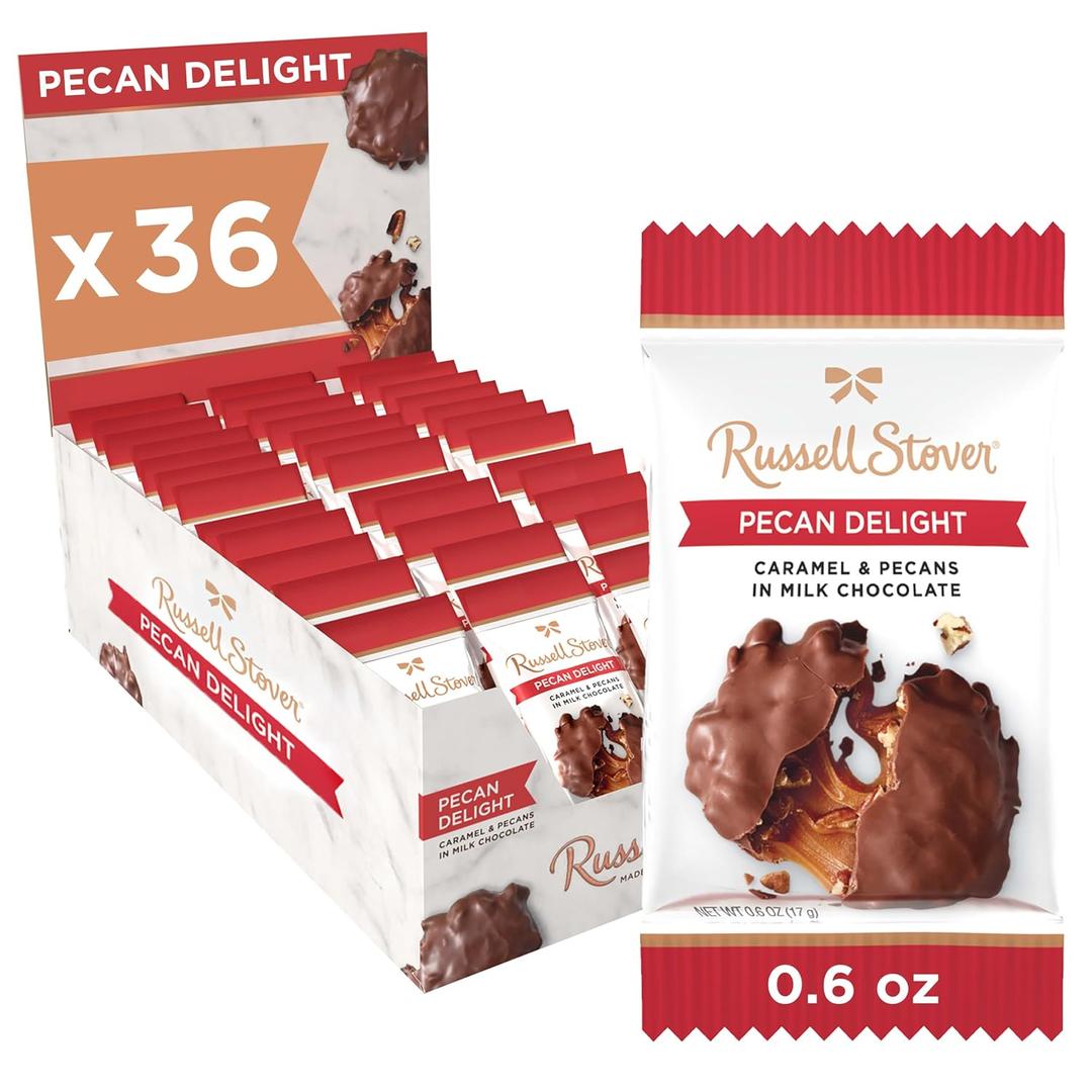 RUSSELL STOVER Milk Chocolate Pecan Delight Candy, 0.6 oz. - 36 ct., BBD 01JAN2027