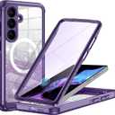 Hekodonk for Samsung Galaxy S25 Case Glitter,Compatible with MagSafe[Built-in Tempered Glass Screen Protector & Camera Lens Protection] Full Body Shockproof Protective Bling Phone Case,Amethyst