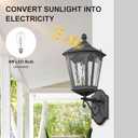 Solar Outdoor Wall Lights, Exterior Wall Mounted Lighting with Remote LED Solar Sconces Dusk to Dawn Porch Latern Waterproof Outside Lights for House Patio Doorway Porch Walkway, Black, Small