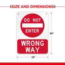 OLANZU 24 x 18 inch "Do Not Enter - Wrong Way" Metal Sign,60 mil High Intensity Prismatic Aluminum - Honeycomb Reflective Metal Do Not Enter Signs - Rust & Fade Resistant
