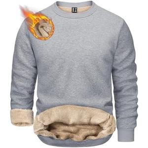 TACVASEN Men's Crewneck Sweatshirt Warm Sherpa Lined Thermal Sweatshirts Heavyweight Long Sleeve Winter Fleece Pullover Shirt, Size L