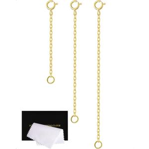 Gold Necklace Extender 14K, 925 Sterling Silver Necklace Extenders Gold Chain Bracelet Anklet Jewelry Extension for Necklaces, 3 Piece Set (2, 3, 4 Inches)