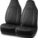Skechers Memory Foam Car Seat Covers, Leather High Back Seat Covers Quilting Design,Waterproof Sports Car Seat Covers Front Seats,Airbag Compatible Universal Fit for Most Cars, SUVs,Trucks,Black