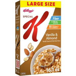 Kellogg's Special K Vanilla & Almond Large Size Breakfast Cereal 16.1 oz | Good Source of Fiber, Family Breakfast (EXP 06/15/27)
