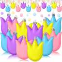 24 Pcs Easter Tree Ornaments 2.7 Inch 3D Spring Tulip Tree Decorations Plastic Pastel Tulip Hanging Ornaments Colorful Flower Floral Balls Decorations for Home Easter Party Favors Gifts