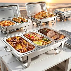 Chafing Dishes for Buffet, 11Qt, 4 Pack, Silver