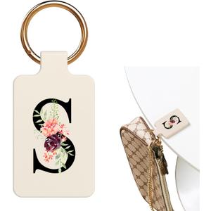 Letter A-Z Strong Magnetic Purse Holder Stylish Floral Design Handbag Hanger for Women Suitable for Table Tops Metal Wall Door Hinge Frame Shopping Cart Valentine's Day Gift Bag Charms